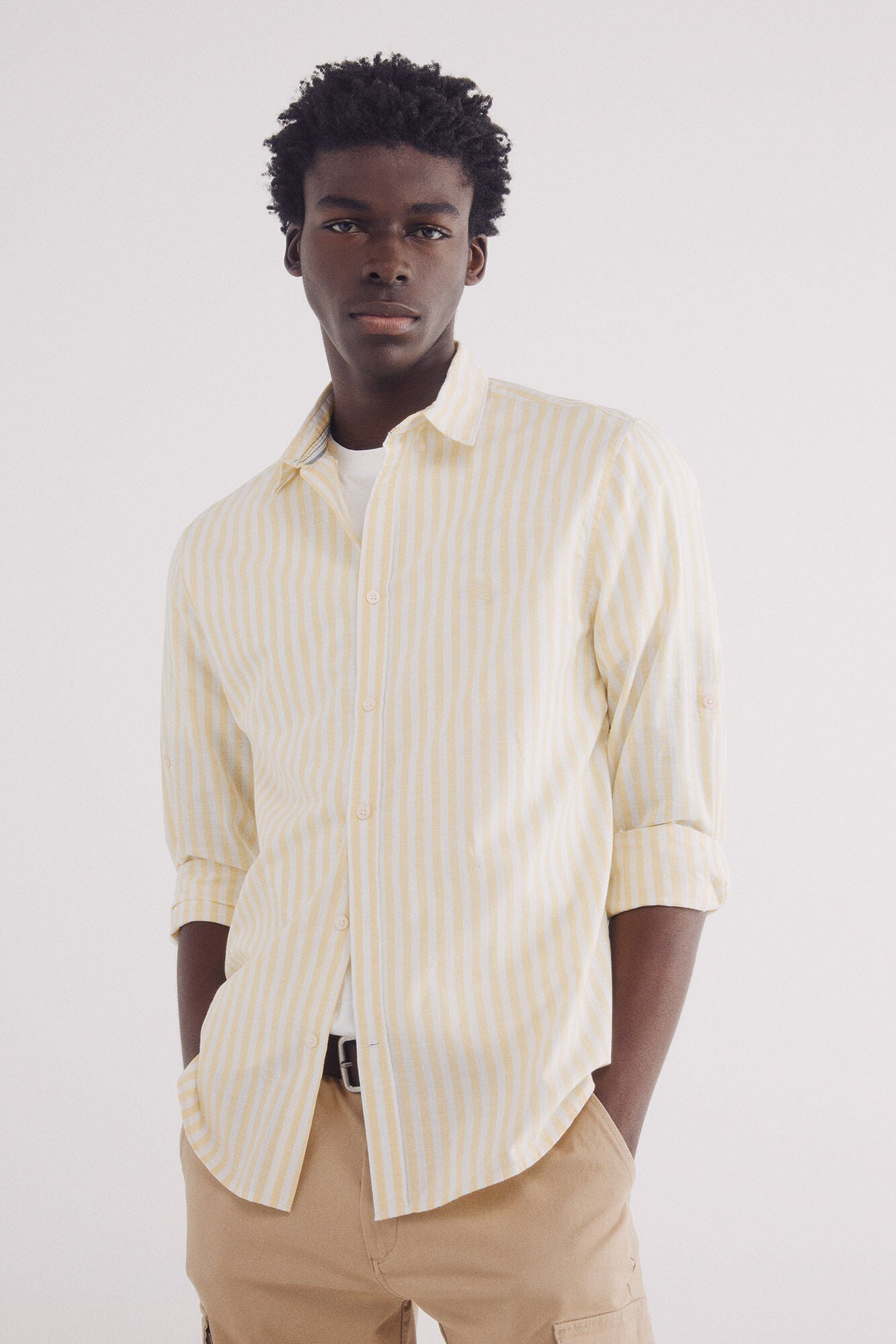 Slub cotton striped shirt