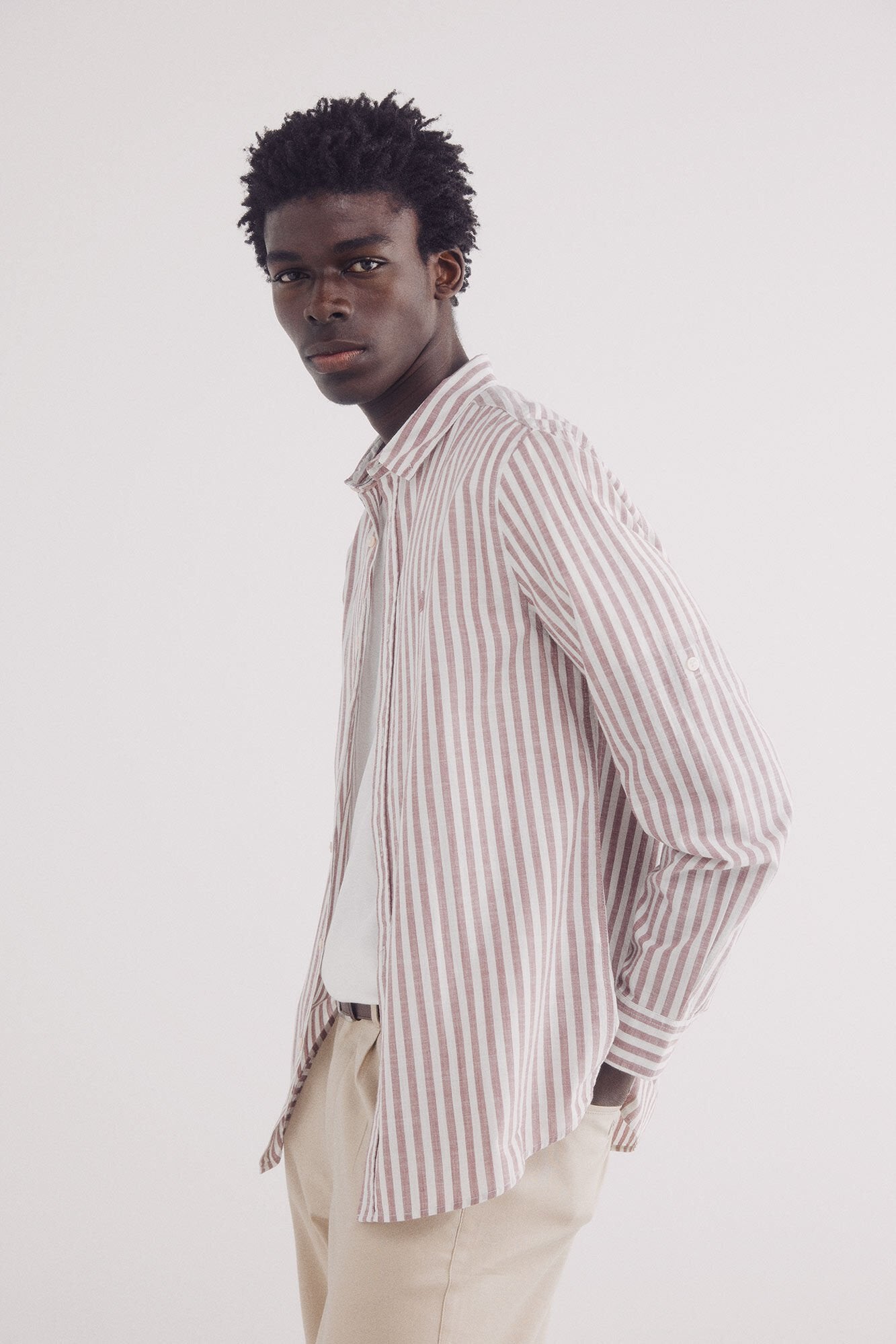 Slub cotton striped shirt