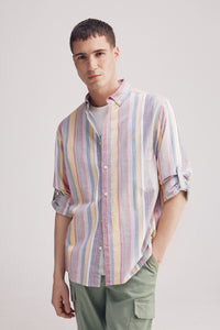 Slub cotton striped shirt