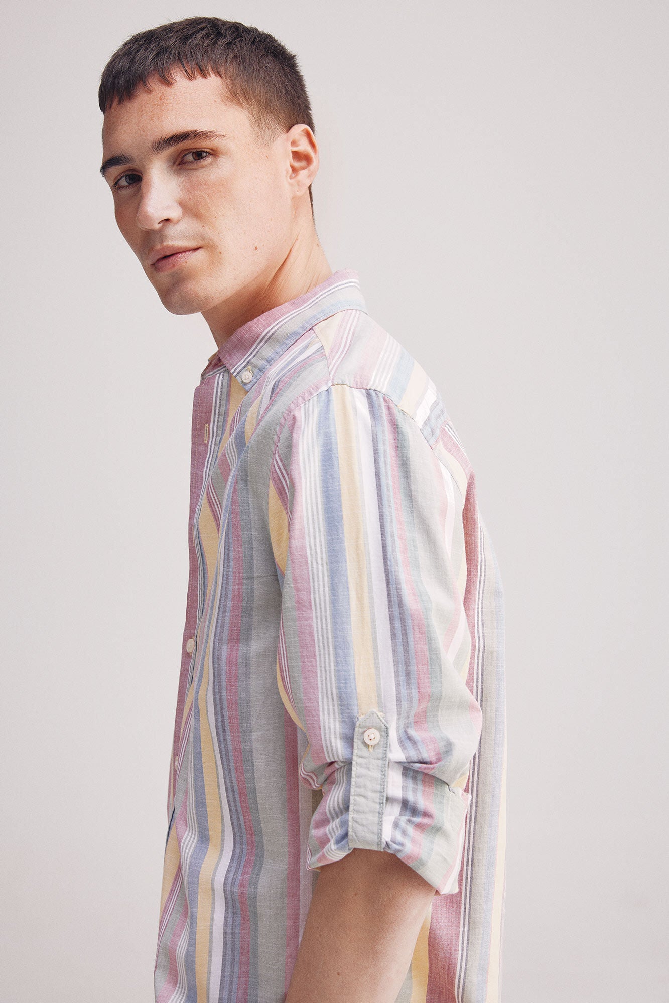 Slub cotton striped shirt