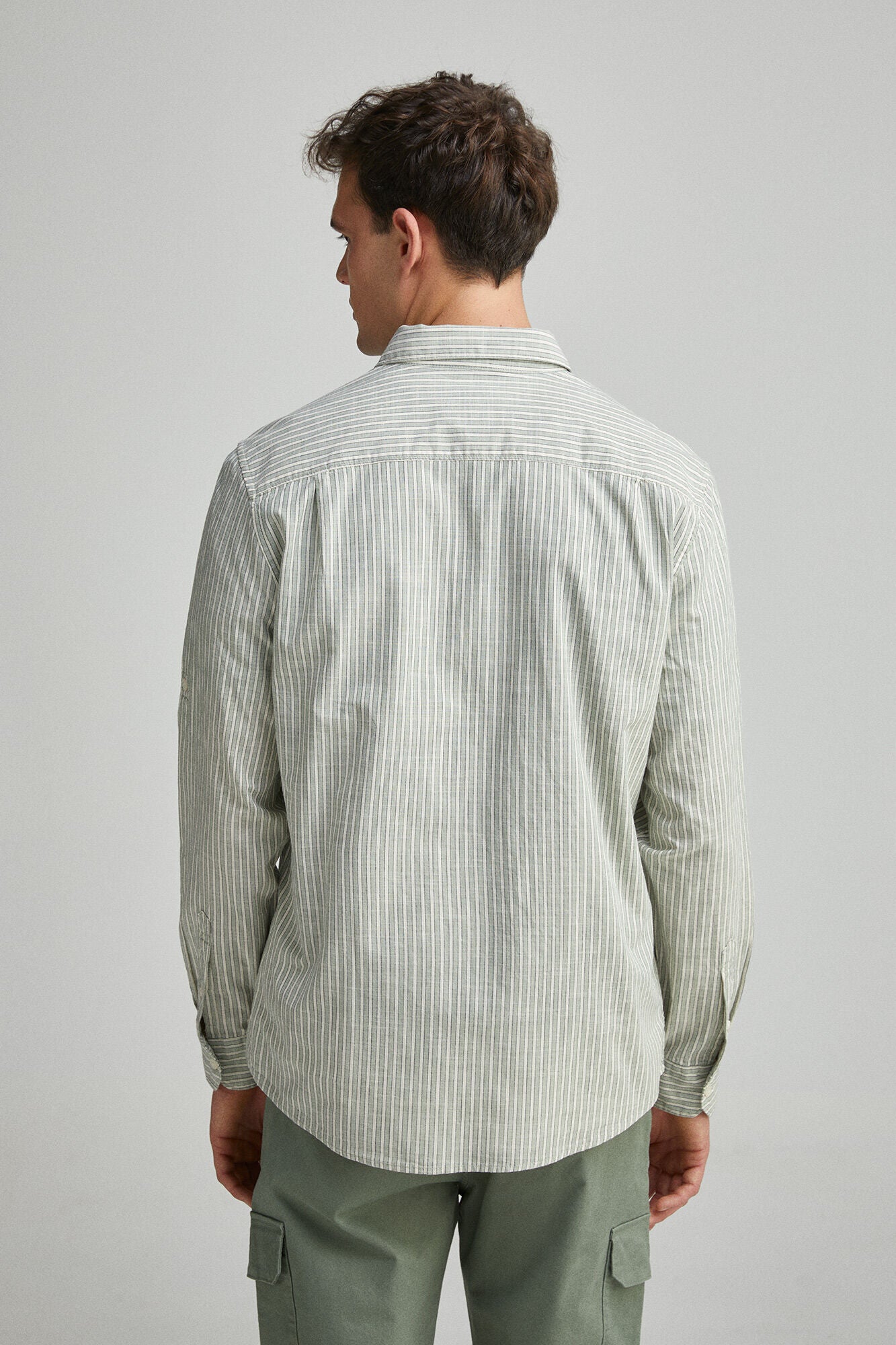 Slub cotton striped shirt