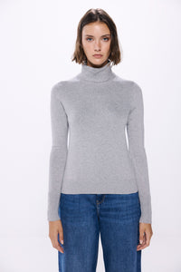 high neck sweater with buttons at cuffs