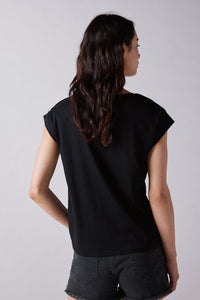 Graphic shoulder buttons T-shirt