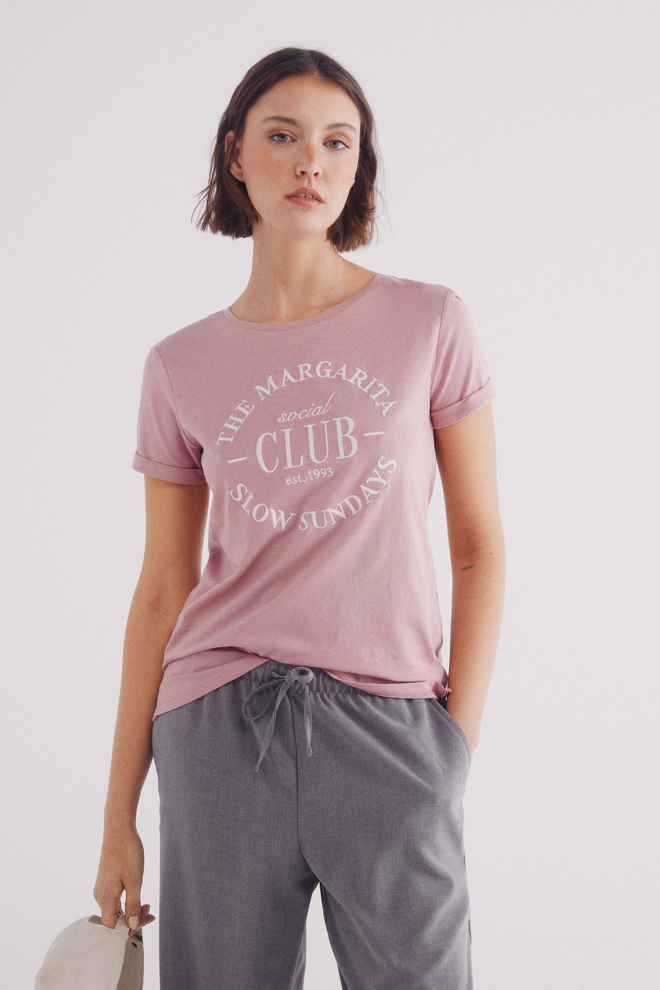 Striped slogan T-shirt