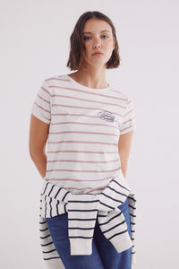 Striped slogan T-shirt