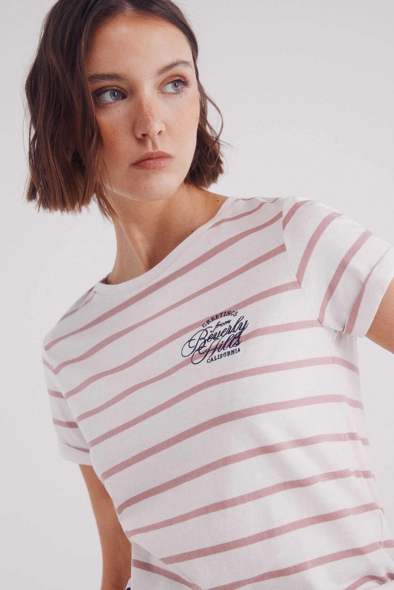 Striped slogan T-shirt