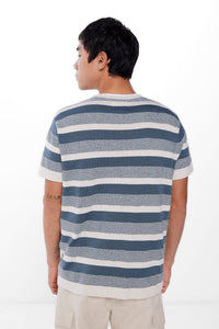 Textured striped short-sleeved jumper