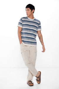 Textured striped short-sleeved jumper