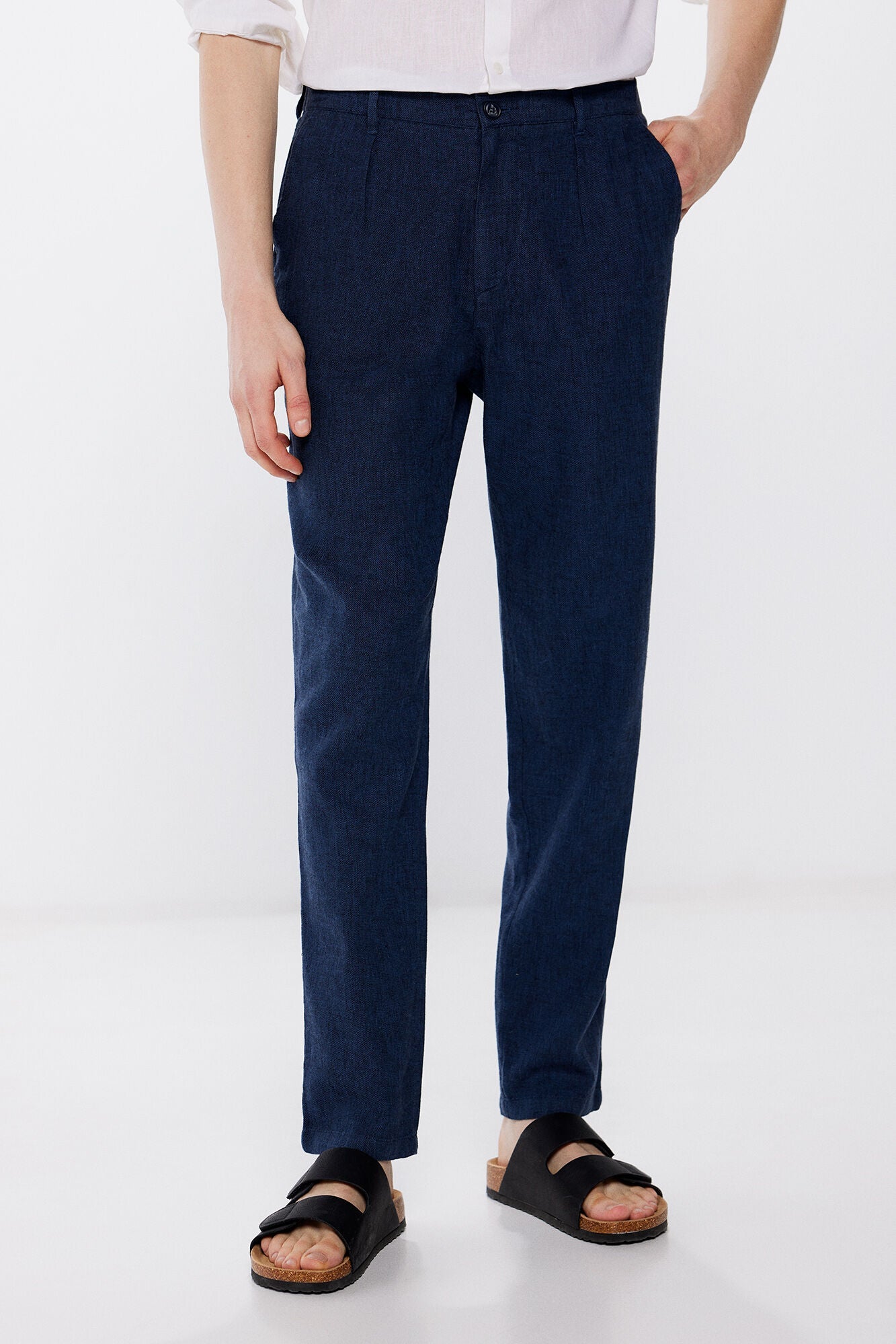 Textured linen trousers