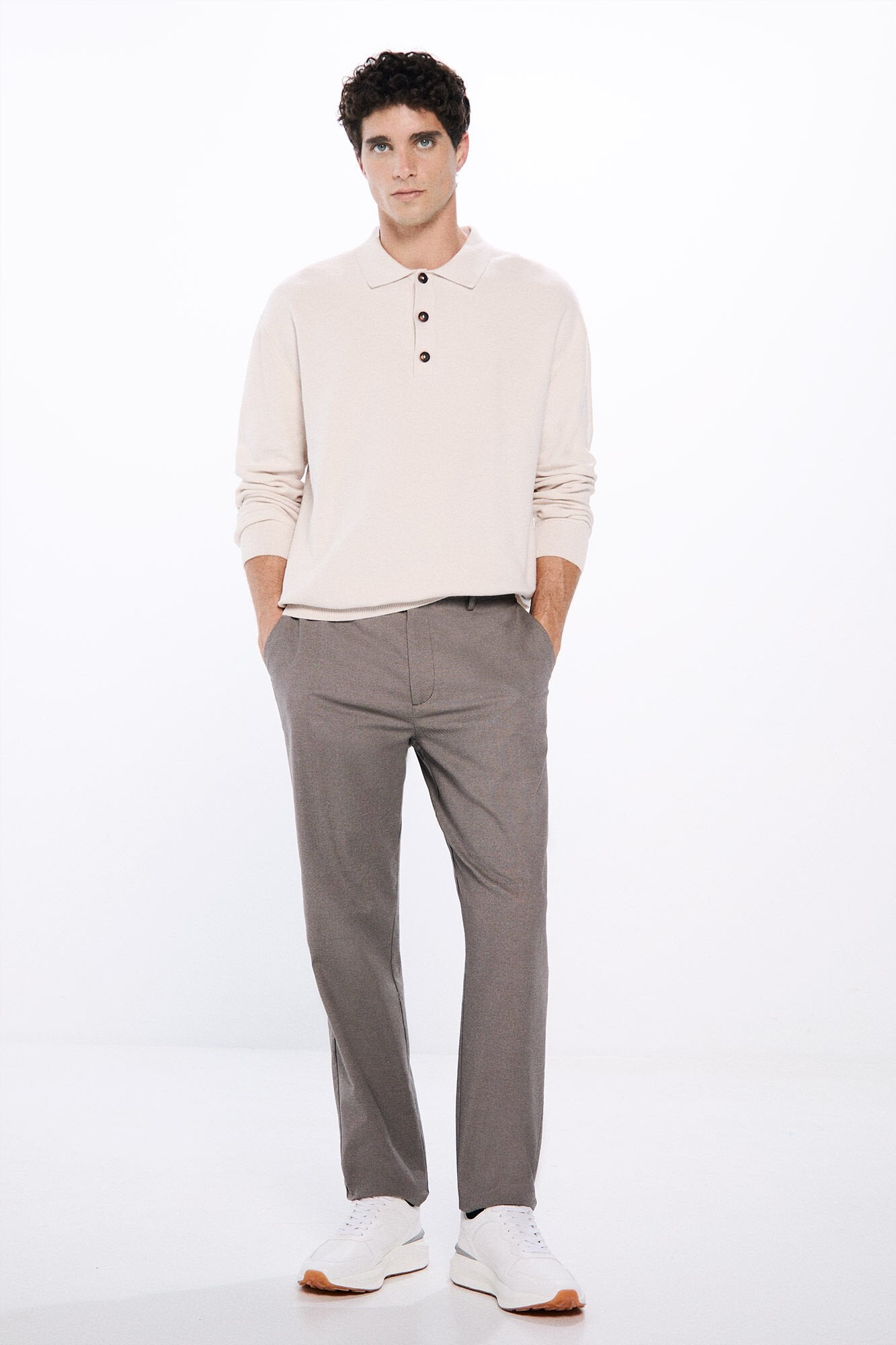 Two-tone textured chinos trousers