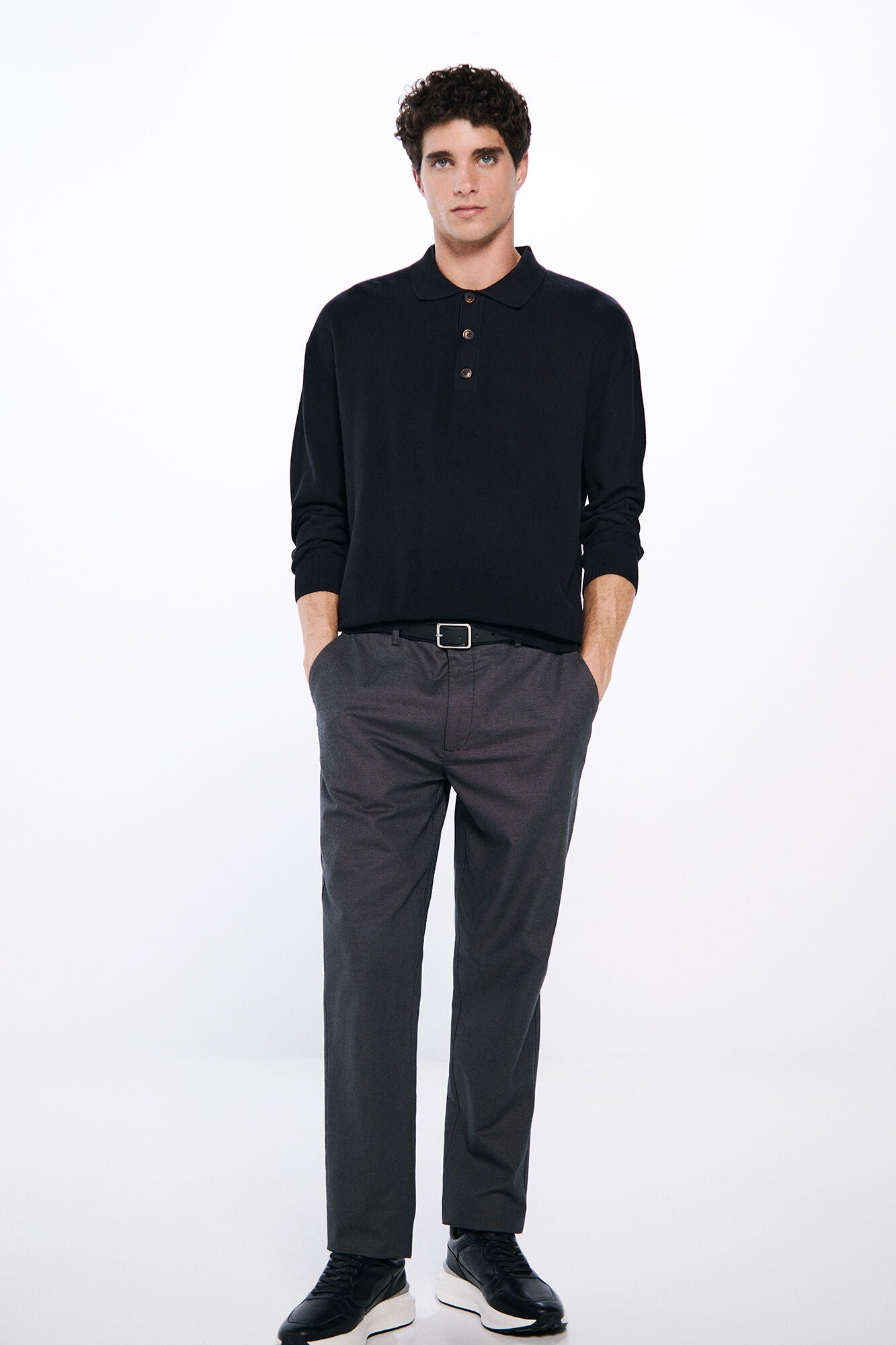 Two-tone textured chinos trousers