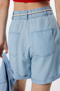 Tencel denim shorts with belt