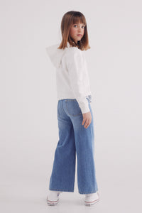 Girl's denim culotte pants