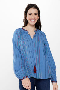 Striped textured boho blouse