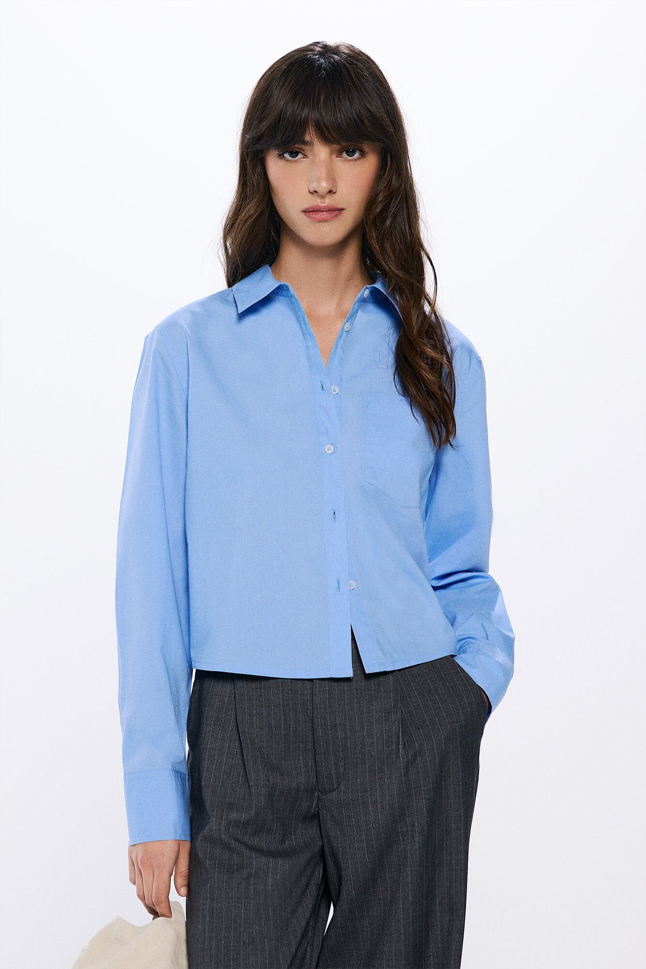 Cropped poplin shirt