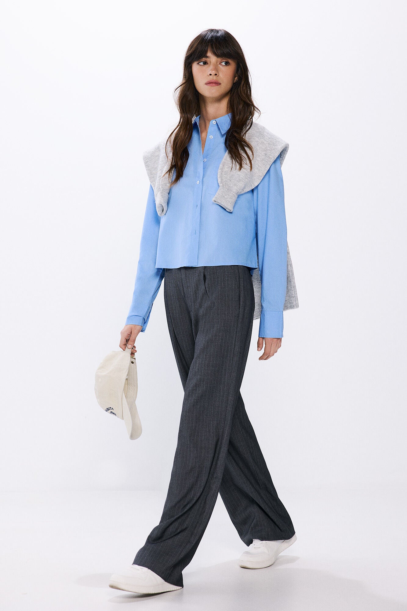 Cropped poplin shirt