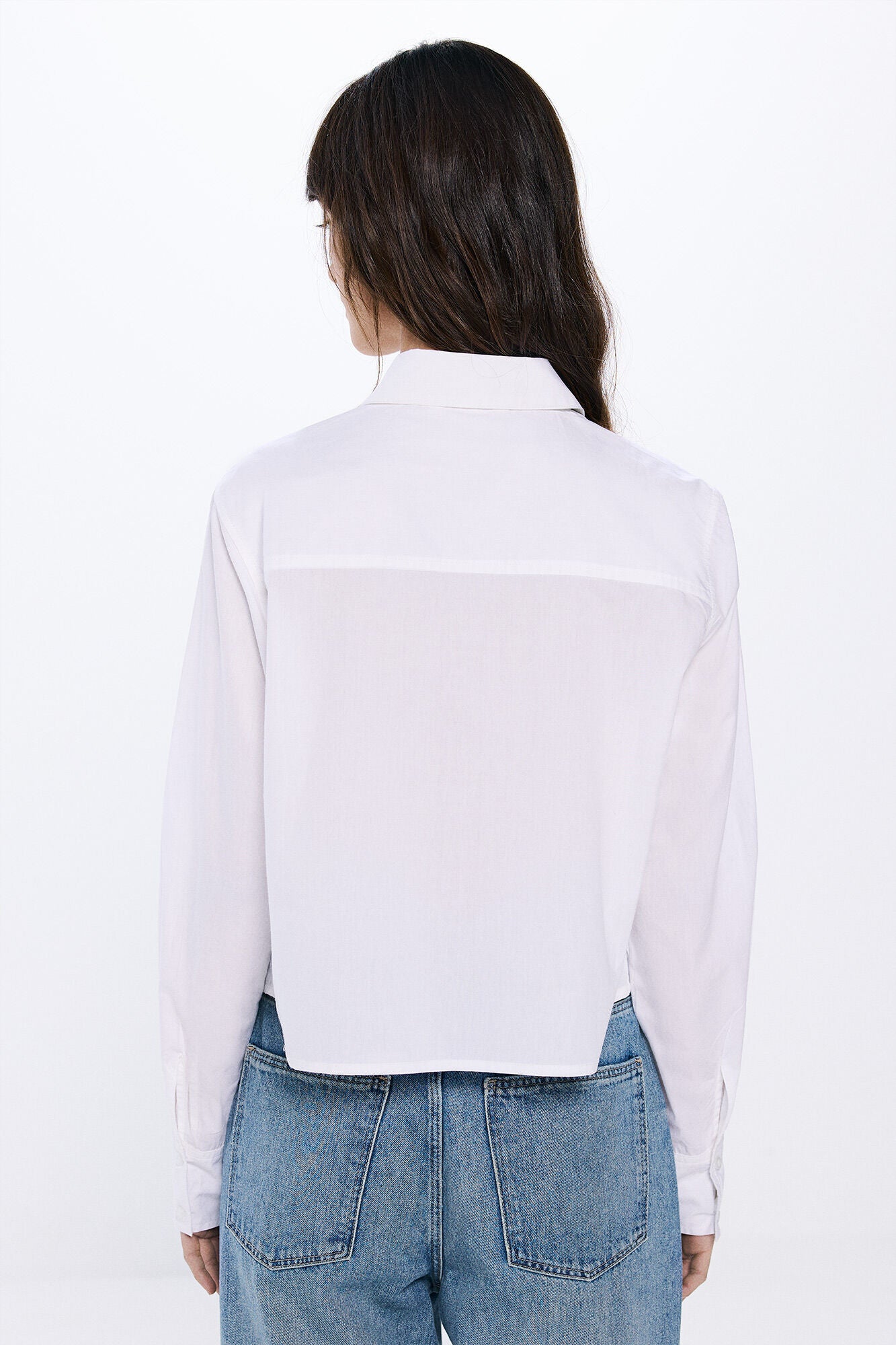 Cropped poplin shirt