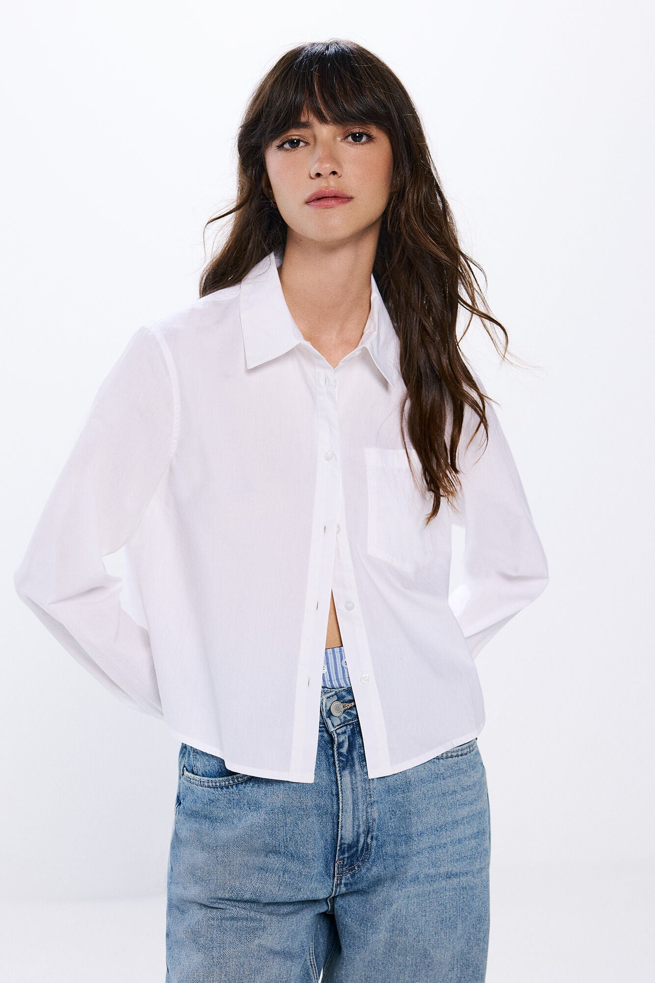 Cropped poplin shirt