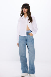 Cropped poplin shirt