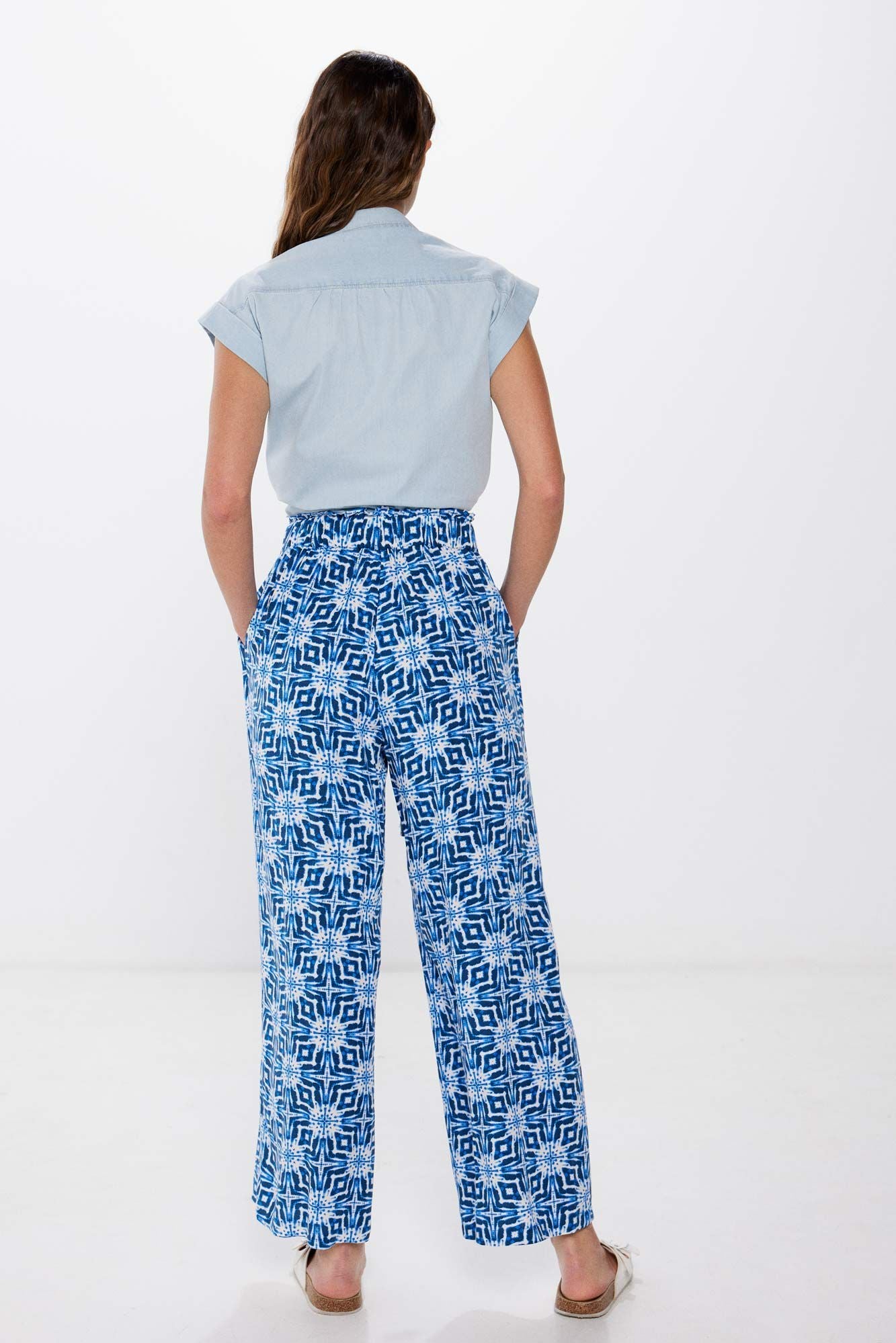 Rustic viscose palazzo trousers