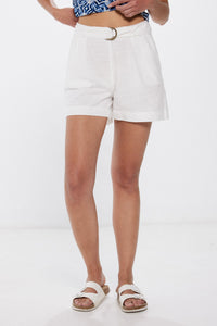 Rustic cotton shorts with buckled belt