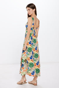 Tropical print midi dress