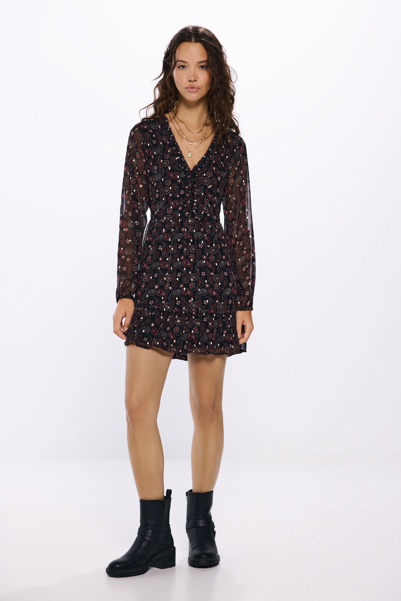 Printed short fluid dress