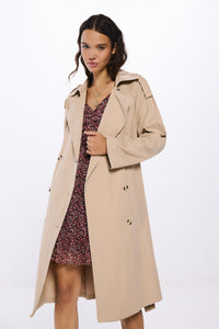 Long belted trench coat