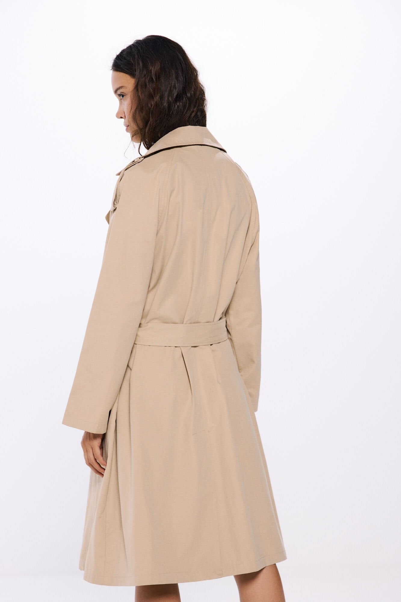 Long belted trench coat