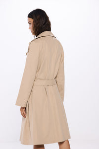 Long belted trench coat